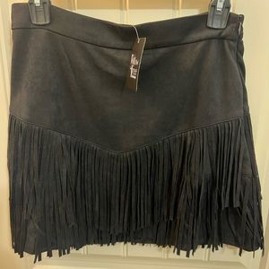 Black fringe miniskirt - medium. NWT